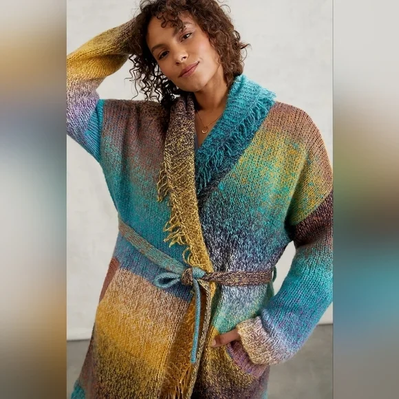Greylin For Anthropologie Natalia Fringed Cardigan Size 2X - Picture 5 of 12
